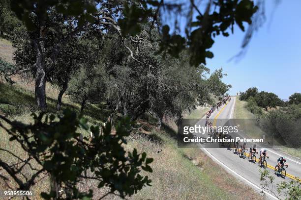 Landscape / The peloton competes in stage three of the 13th Amgen Tour of California 2018 a 197 km stage from King City to Laguna Seca Recreation...