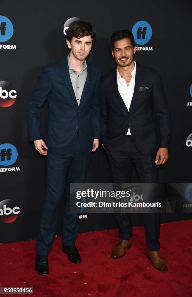 Actors Freddie Highmore and Nicholas Gonzalez attend during 2018 Disney, ABC, Freeform Upfront at Tavern On The Green on May 15, 2018 in New York...