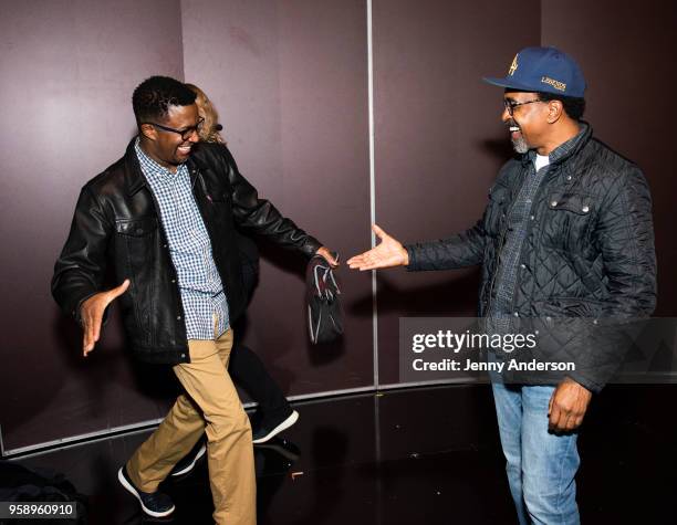 Rick Younger and Tim Meadows attend "Mean Girls" on Broadway at August Wilson Theatre on May 13, 2018 in New York City.