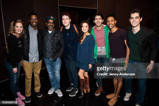 Taylor Louderman, Rick Younger, Tim Meadows, Grey Henson, Ashley Park, Cheech Manohar, Manohar and Kyle Selig backstage at "Mean Girls" on Broadway...