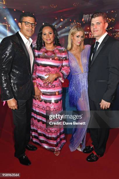 Sindika Dokolo, Isabel dos Santos, Paris Hilton and Chris Zylka attend the de Grisogono party during the 71st annual Cannes Film Festival at Villa...