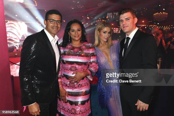 Sindika Dokolo, Isabel dos Santos, Paris Hilton and Chris Zylka attend the de Grisogono party during the 71st annual Cannes Film Festival at Villa...