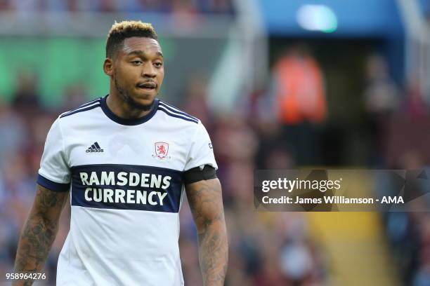 Britt Assombalonga of Middlesbrough during the Sky Bet Championship Play Off Semi Final:Second Leg match between Aston Villa and Middlesbrough at...