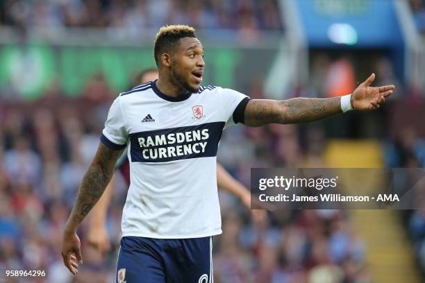 Britt Assombalonga of Middlesbrough during the Sky Bet Championship Play Off Semi Final:Second Leg match between Aston Villa and Middlesbrough at...