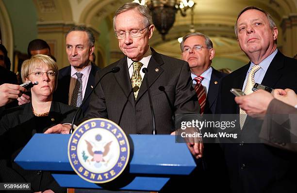 Sen. Patty Murray , Sen. Charles Schumer , Senate Majority Leader Sen. Harry Reid , Sen. Robert Menendez , and Senate Majority Whip Sen. Richard...