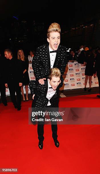 Jedward, John and Edward Grimes arrive at the National Television Awards held at O2 Arena on January 20, 2010 in London, England.