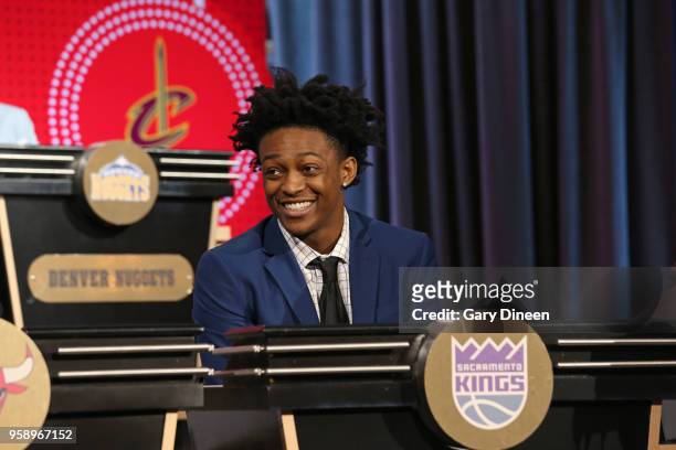 De'Aaron Fox of the Sacramento Kings represents the Sacramento Kings during the NBA Draft Lottery on May 15, 2018 at The Palmer House Hilton in...