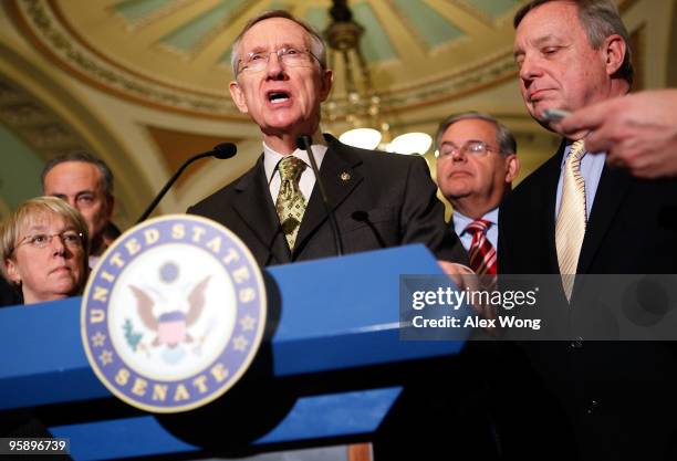 Sen. Patty Murray , Sen. Charles Schumer , Senate Majority Leader Sen. Harry Reid , Sen. Robert Menendez , and Senate Majority Whip Sen. Richard...