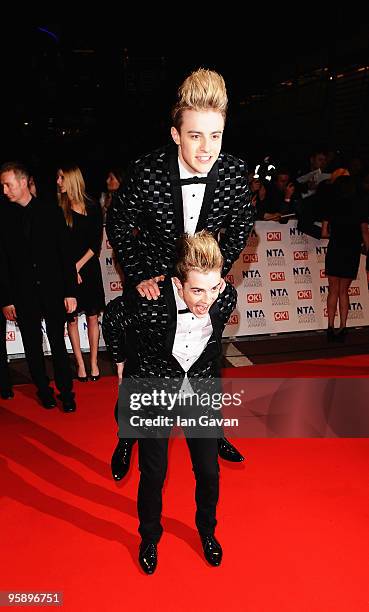 Jedward, John and Edward Grimes arrive at the National Television Awards held at O2 Arena on January 20, 2010 in London, England.