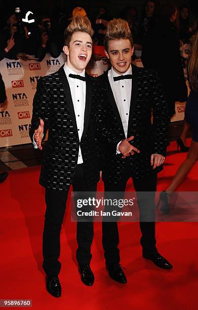 Jedward, John and Edward Grimes arrive at the National Television Awards held at O2 Arena on January 20, 2010 in London, England.