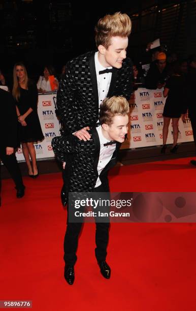 Jedward, John and Edward Grimes arrive at the National Television Awards held at O2 Arena on January 20, 2010 in London, England.