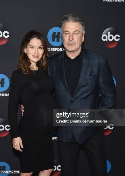 Hilaria Baldwin and Alec Baldwin attend during 2018 Disney, ABC, Freeform Upfront at Tavern On The Green on May 15, 2018 in New York City.