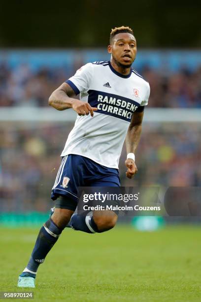 Britt Assombalonga of Middlesbrough during the Sky Bet Championship Play Off Semi Final:Second Leg match between Aston Villa and Middlesbrough at...