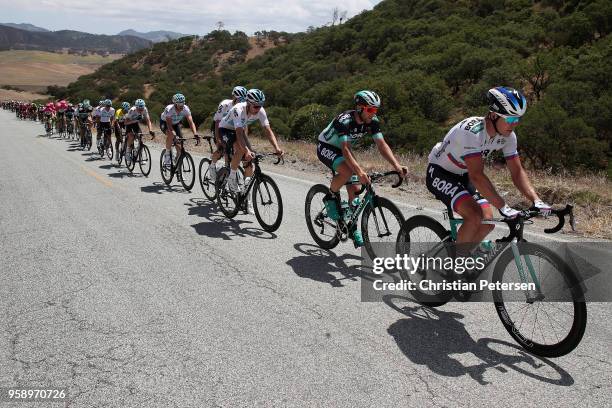 Juraj Sagan of Slovakia and Team Bora - Hansgrohe leads the peloton during stage three of the 13th Amgen Tour of California 2018 a 197 km stage from...