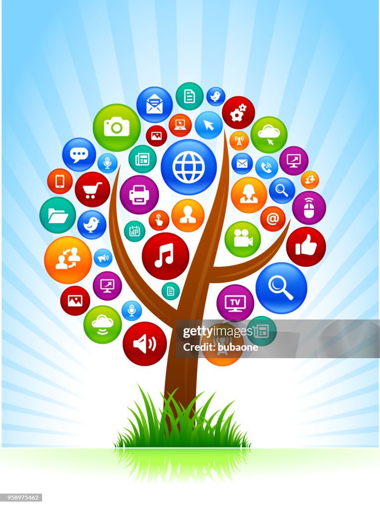 Communication Workd Tree Tree Modern Internet Communication And Technology High-Res Vector ...