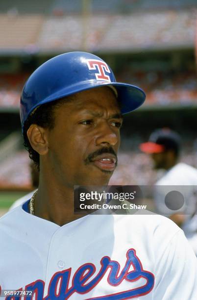 Julio Franco of the Texas Rangers at the 1989 MLB All Star Game played at the Big A circa 1989 in Anaheim, California.