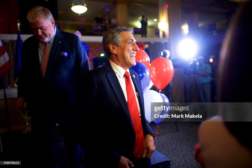 GOP Senate Candidate In Pennsylvania Rep. Lou Barletta Addresses Supporters After Results Of  State's Primary Election Announced