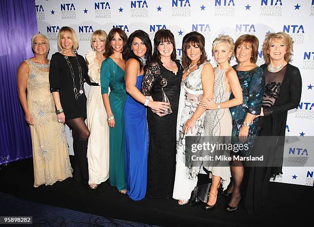 The Loose Women presenters pose with the award for Most Popular Factual Programme during the 15th National Television Awards held at the O2 Arena on...