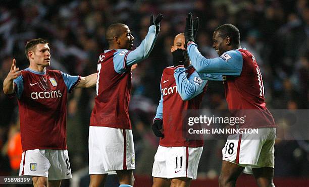 Aston Villa's Emile Heskey celebrates scoring his goal against Blackburn Rovers with Aston Villa's Ashley Young during the league cup semi final...