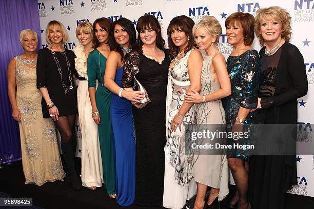 The cast of Loose Women pose with their award for most popular factual programme in the press room at the National Television Awards held the at The...