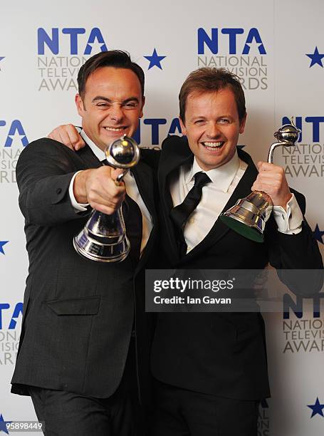 Presenters Anthony McPartlin and Declan Donnelly pose with the award for Best Entertainment Presenters at the National Television Awards held at O2...