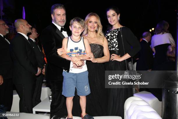 John Travolta and his wife Kelly Preston, daughter Ella Blue Travolta and son Benjamin Travolta during the party in Honour of John Travolta's receipt...
