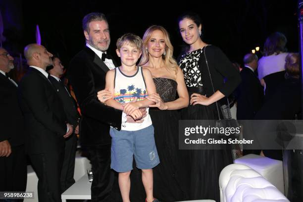 John Travolta and his wife Kelly Preston, daughter Ella Blue Travolta and son Benjamin Travolta during the party in Honour of John Travolta's receipt...