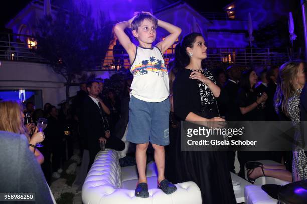 Benjamin Travolta, son of John Travolta and Kelly Preston and his sister Ella Bleu Travolta during the party in Honour of John Travolta's receipt of...