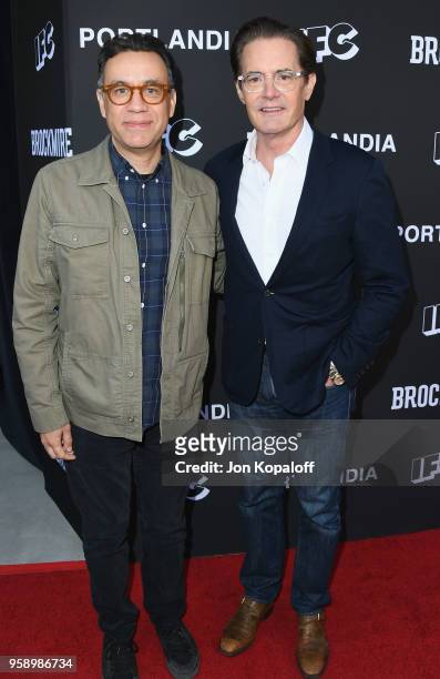 Fred Armisen and Kyle MacLachlan attend IFC Hosts "Brockmire" And "Portlandia" EMMY FYC Red Carpet Event at Saban Media Center on May 15, 2018 in...