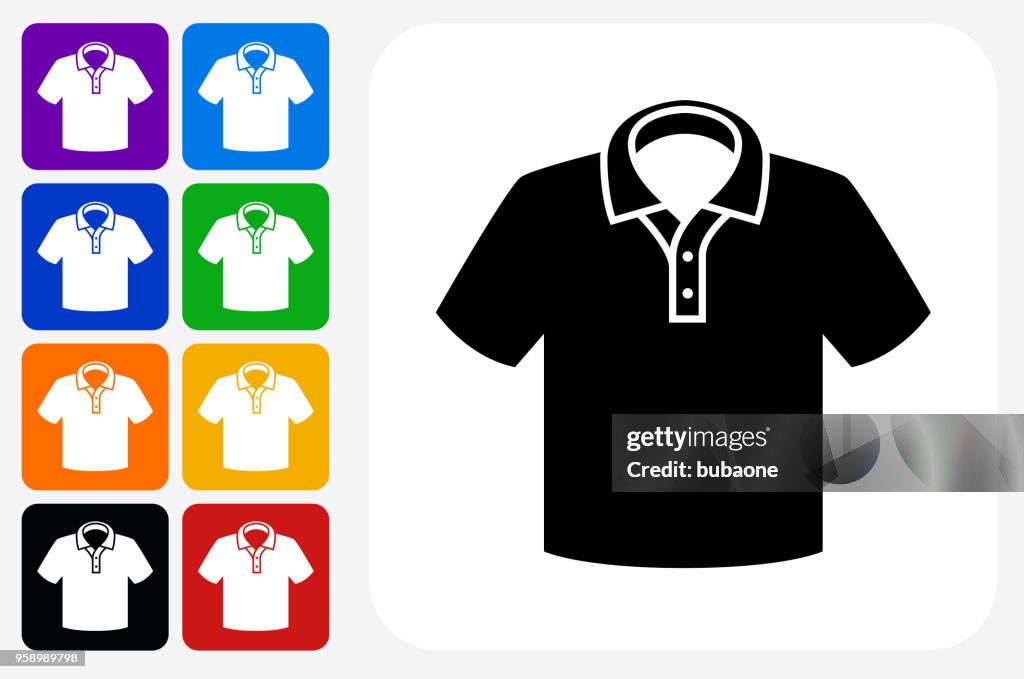 Polo camiseta icono cuadrado botón Set