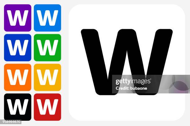 letter w icon square button set - w and stock illustrations