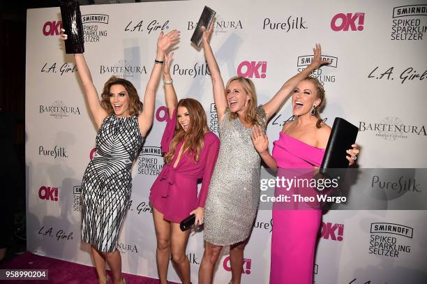 Cary Deuber, Brandi Redmond, Sonja Morgan and Stephanie Hollman attend the OK! Magazine Summer Kickoff Party at Magic Hour at Moxy Times Square on...