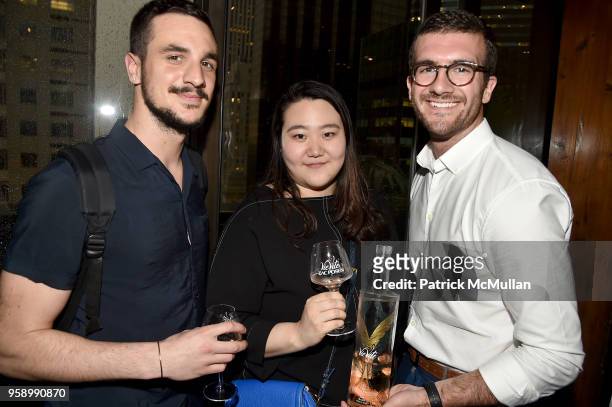 Kathryn Chang, Pierre Amour, and Matt Cohen attend the VieVite x Zac Posen Limited-Edition Bottle Launch at Salon de Ning at The Penisula on May 15,...