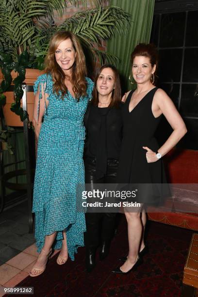 Allison Janney, Leslie Seibert, and Debra Messing attend the Gersh Upfronts Party 2018 at The Bowery Hotel on May 15, 2018 in New York City.