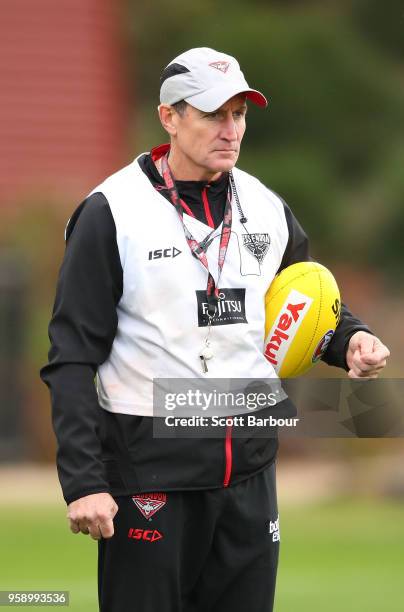 John Worsfold, coach of the Bombers looks on during an Essendon Bombers AFL training session at The Hangar on May 16, 2018 in Melbourne, Australia.