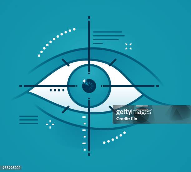 auge ziel biometrische scantechnologie - eye scanner stock-grafiken, -clipart, -cartoons und -symbole