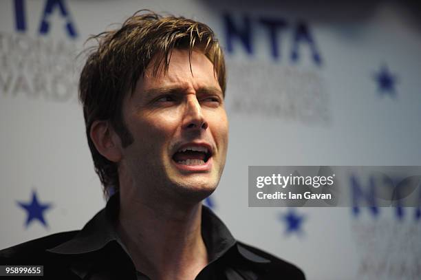 Dr Who actor David Tennant appears backstage at the National Television Awards held at O2 Arena on January 20, 2010 in London, England.