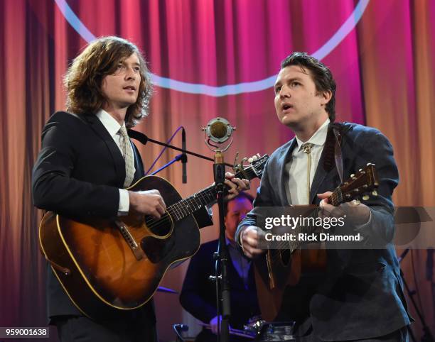 Joey Ryan and Kenneth Pettengale of The Milk Carton Kids perform at 2018 Americana Honors & Awards Nominations Ceremony on May 15, 2018 in Nashville,...