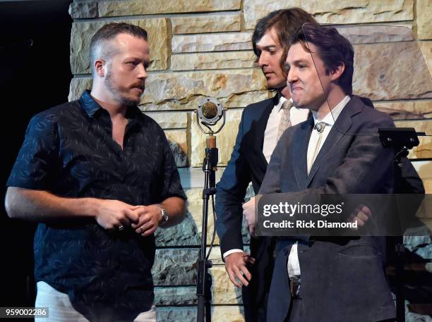 Jason Isbell joins Joey Ryan and Kenneth Pettengale of The Milk Carton Kids during the 2018 Americana Honors & Awards Nominations Ceremony on May 15,...