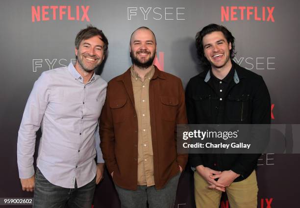 Executive producer Mark Duplass, Director Chapman Way and Director Maclain Way attend the"Wild Wild Country" Panel at Netflix FYSEE at Raleigh...