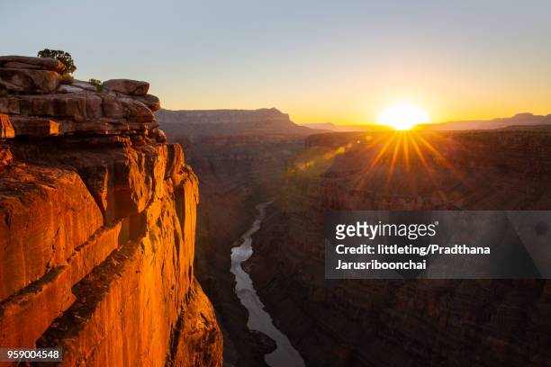 colorado river and grand canyon view at sunrise - toroweap overlook stock-fotos und bilder