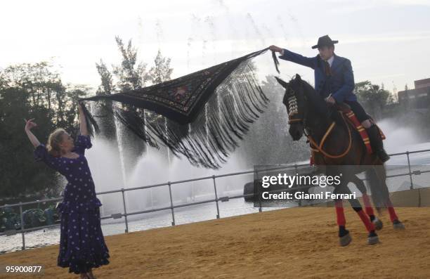 Seville - "Isla Magica" - Spain - Dance of an horse with a dancer andalusian