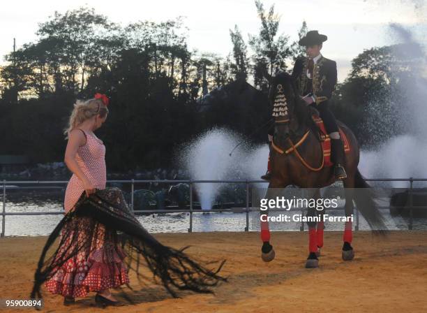 Seville - "Isla Magica" - Spain - Dance of an horse with a dancer andalusian