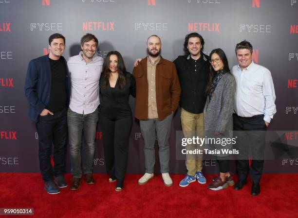 Ben Cotner, Mark Duplass, Juliana Lembi, Chapman Way, Maclain Way, Lisa Nishimura and Adam Del Deo attend the Los Angeles Times The Envelope...