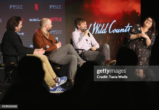 Maclain Way, Chapman Way, Mark Duplass and Yvonne Villarreal speak onstage at Los Angeles Times The Envelope Screening Series presents Netflix's...