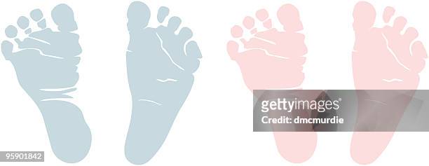 newborn footprints - footprint stock illustrations
