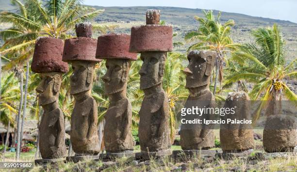 anakena, rapa nui national park - ignacio palacios stock pictures, royalty-free photos & images