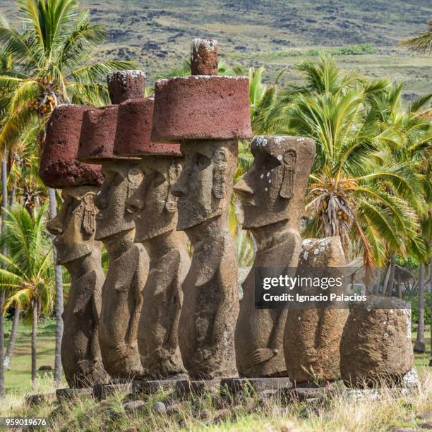 anakena, rapa nui national park - ignacio palacios stock pictures, royalty-free photos & images