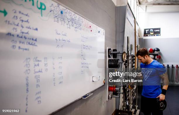 Kevin Winkens of gym Vitus prepares for a training session on April 24, 2018 in Moenchengladbach, Germany. Winkens qualifyed for the gym Regionals...