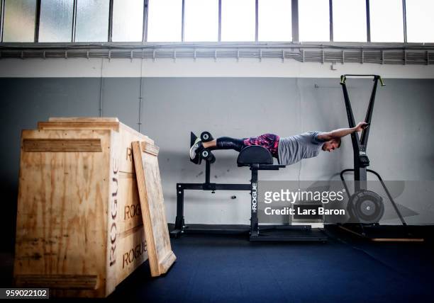 Kevin Winkens of Crossfit Vitus warms up for a training session on October 16, 2017 in Moenchengladbach, Germany. Winkens qualifyed for the Crossfit...